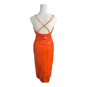 Adorable No brand name faux leather burnt orange dress!